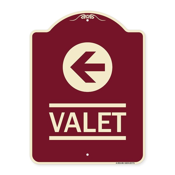 Signmission Designer Series Sign Valet Left Arrow, Burgundy Heavy-Gauge Aluminum Sign, 24" x 18", BU-1824-22771 A-DES-BU-1824-22771 - main